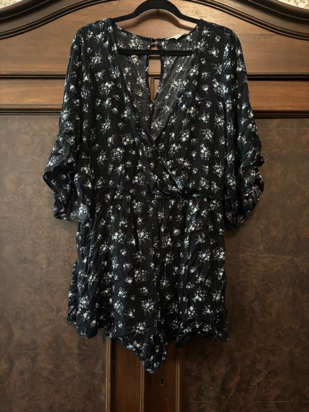 American Eagle Outfitters Dark Blue Floral Romper